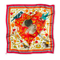 Carree Grand DORNRÖSCHEN, 100% Seide 90x90cm, Seidentwill 18m/m, handrollierter Saum, Perle am Rand